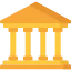 Yellow bank building with columns