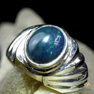 Natural Black Opal 925 Silver Ring