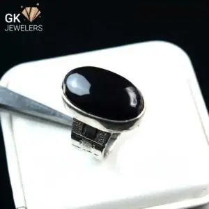 Black Yemeni Aqeeq Silver Ring 11.28G