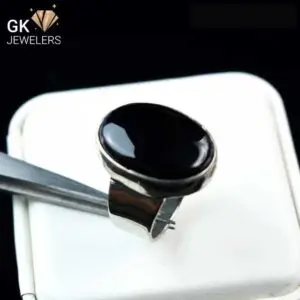 Black Yemeni Aqeeq Silver Ring 12.81GM