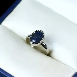 Blue Sapphire Women Silver Ring 3.48GM