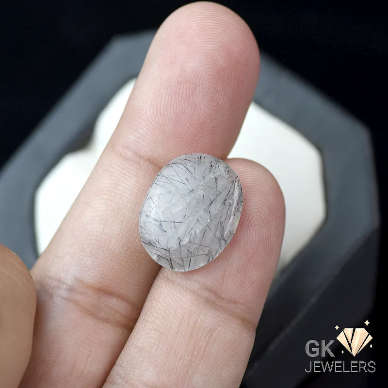 MUH-76 NATURAL BLACK MUH E NAJAF STONE - TOURMALINATED QUARTZ - 7.20 CARAT - Image 1