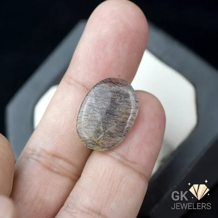 NATURAL BLACK MUH E NAJAF STONE - TOURMALINATED QUARTZ - 8.60 CARAT - Image 1
