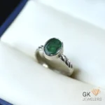 NATURAL EMERALD-ZAMARUD 925 PURE SILVER RING-SIZE 16