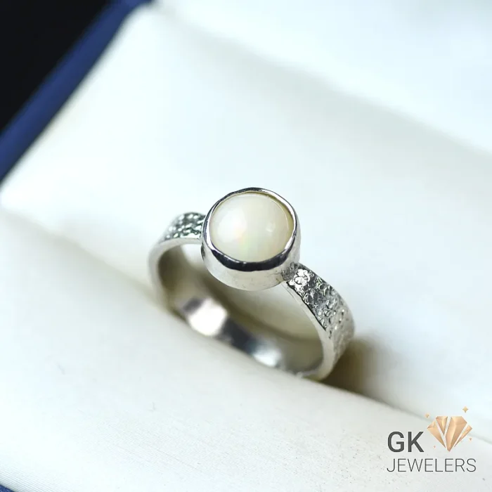 NATURAL OPAL 925 PURE SILVER RING-SIZE 19 - Image 1