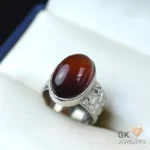 NATURAL YEMENI AGATE-AQEEQ 925 PURE SILVER RING-SIZE 16