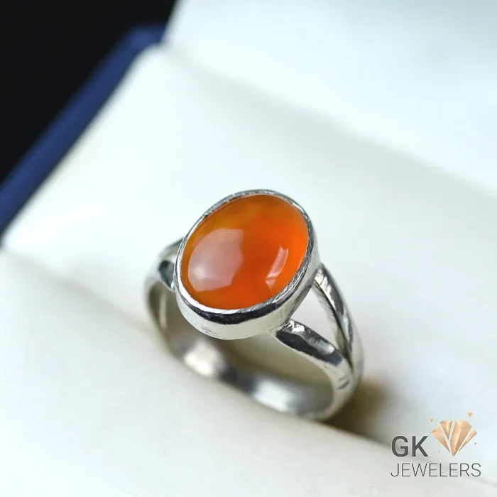 NATURAL YEMENI AGATE-AQEEQ 925 PURE SILVER RING-SIZE 24 - Image 1