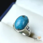 NATURAL TURQUOISE-FEROZA 925 PURE SILVER RING-SIZE 22