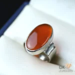NATURAL YEMENI AGATE-AQEEQ 925 PURE SILVER RING-SIZE 18