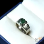 NATURAL EMERALD (ZAMARUD)– 925 PURE SILVER RING-SIZE 20