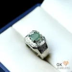 NATURAL EMERALD (ZAMARUD) 925 PURE SILVER RING-SIZE 20
