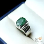 NATURAL EMERALD (ZAMARUD) 925 PURE SILVER RING-SIZE 22