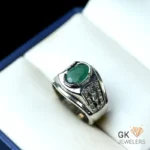 NATURAL EMERALD SILVER RING SIZE 21 - ZAMARUD