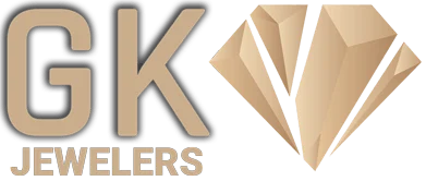 GK Jewelers logo featuring a stylized diamond graphic