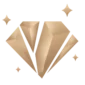 Luxury gold-colored diamond gemstone illustration with sparkling facets on black background