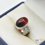 Oval brown agate gemstone set in handmade sterling silver ring, size 18, weighing 8g with 10-carat stone