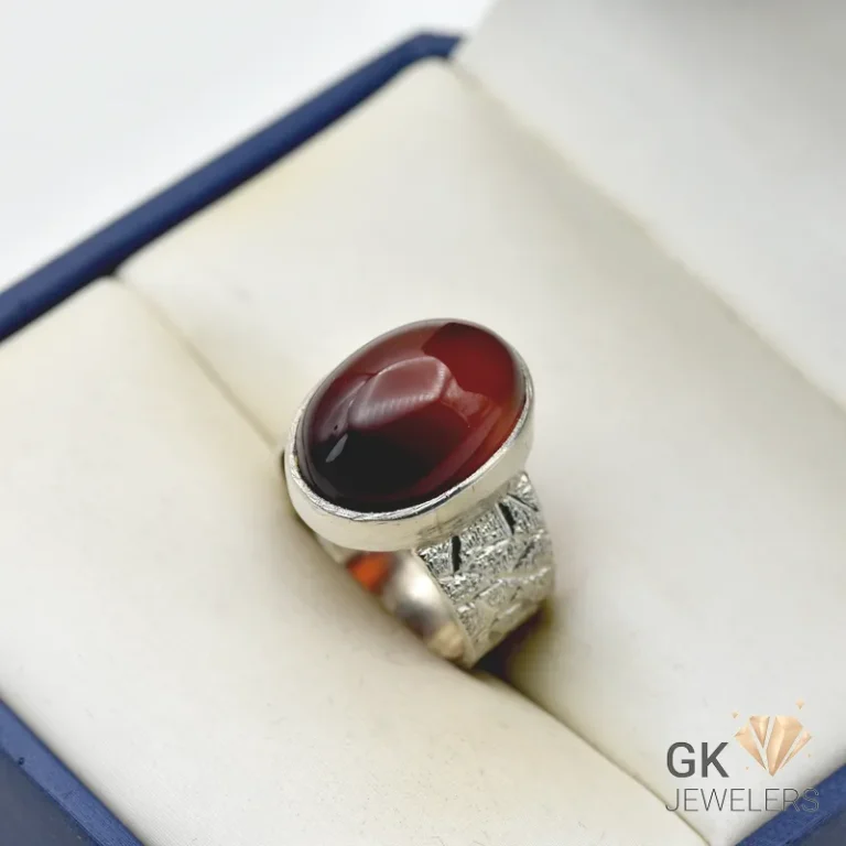 Oval brown agate gemstone set in handmade sterling silver ring, size 18, weighing 8g with 10-carat stone