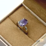 Oval-cut purple sapphire gemstone set in handmade silver ring, weighing 4.41g, size 8, from Afghanistan