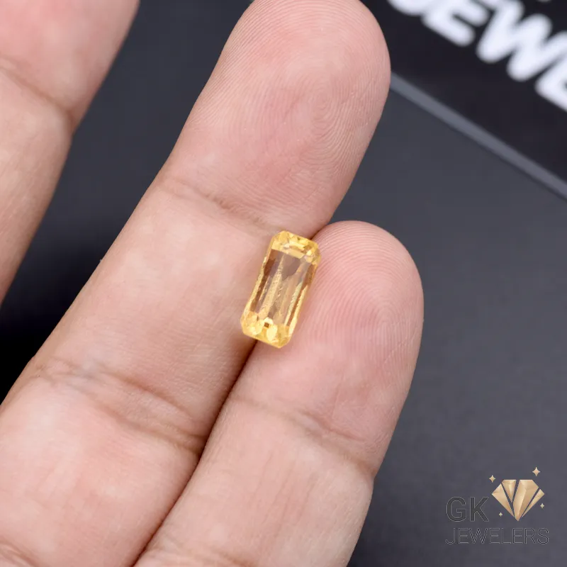 African Citrine Gemstone Emerald Cut Yellow
