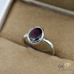 Purple garnet gemstone set in handmade sterling silver ring, size 15, originating from Africa