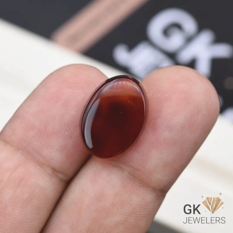 natural aqeeq 12.70ct dark brown oval stone, GK Jewelers Pakistan authentic gemstone photo