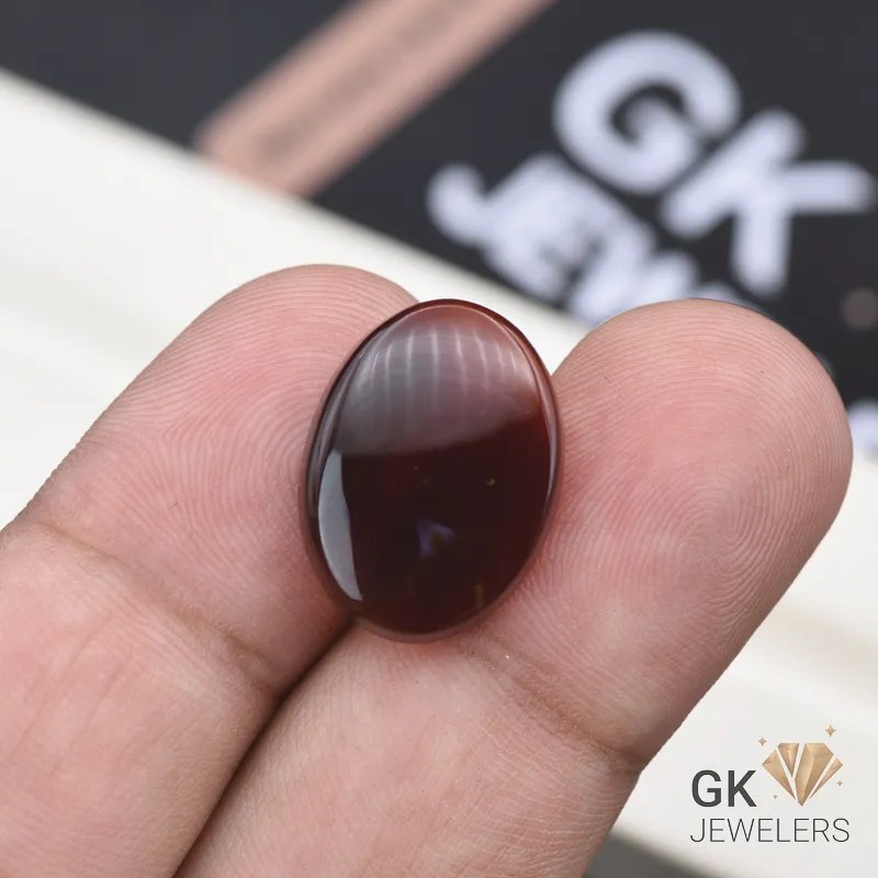natural aqeeq 13.75ct dark brown oval stone, GK Jewelers Pakistan authentic gemstone photo