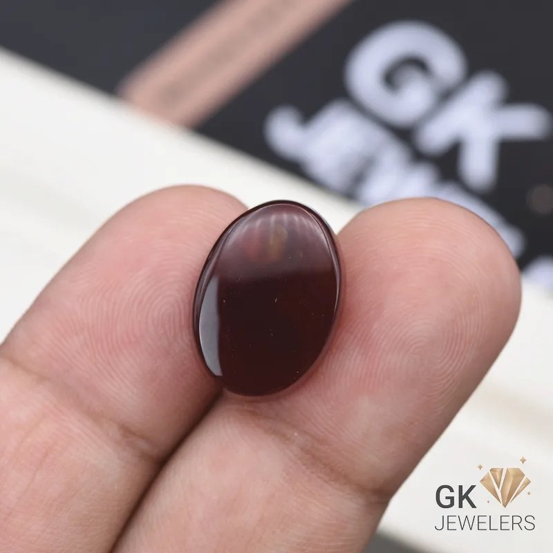 natural aqeeq 15.35ct dark brown oval stone, GK Jewelers Pakistan authentic gemstone photo
