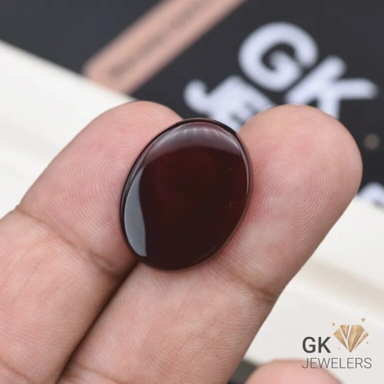 natural aqeeq 17.60ct dark brown oval stone, GK Jewelers Pakistan authentic gemstone photo