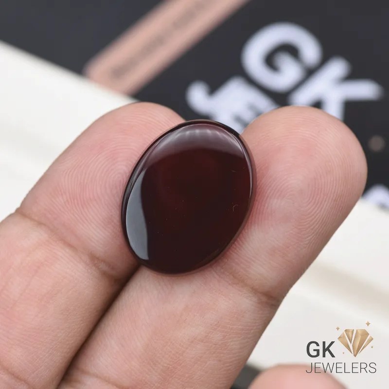 natural aqeeq 17.60ct dark brown oval stone, GK Jewelers Pakistan authentic gemstone photo