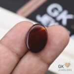 natural aqeeq 17.85ct dark brown oval stone, GK Jewelers Pakistan authentic gemstone photo