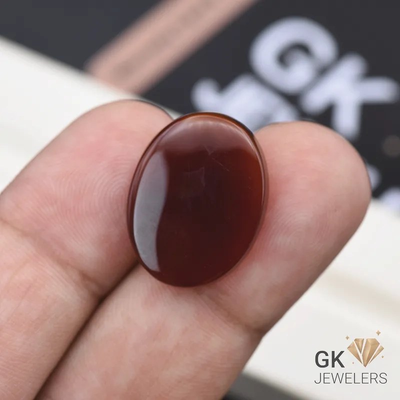 natural aqeeq 17.90ct dark brown oval stone, GK Jewelers Pakistan authentic gemstone photo