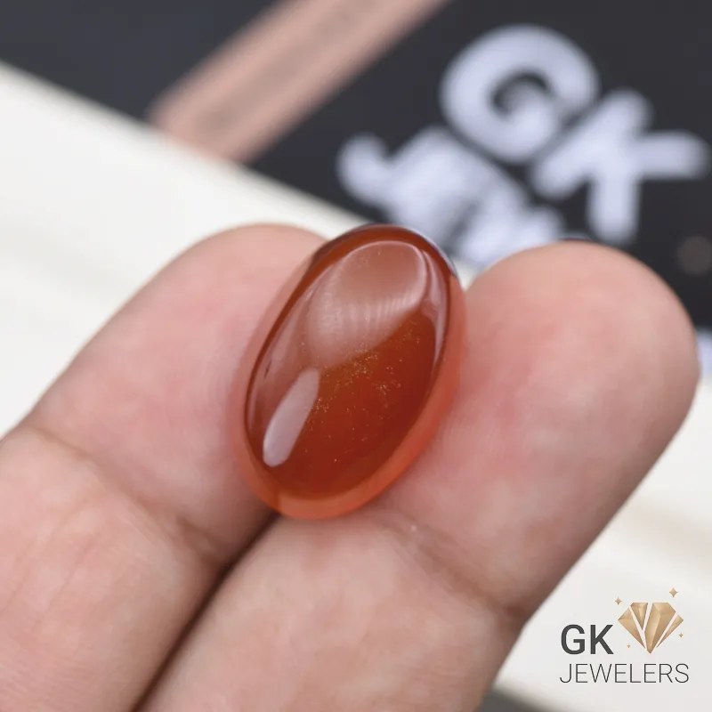 natural aqeeq 27ct orange oval stone, GK Jewelers Pakistan authentic gemstone photo