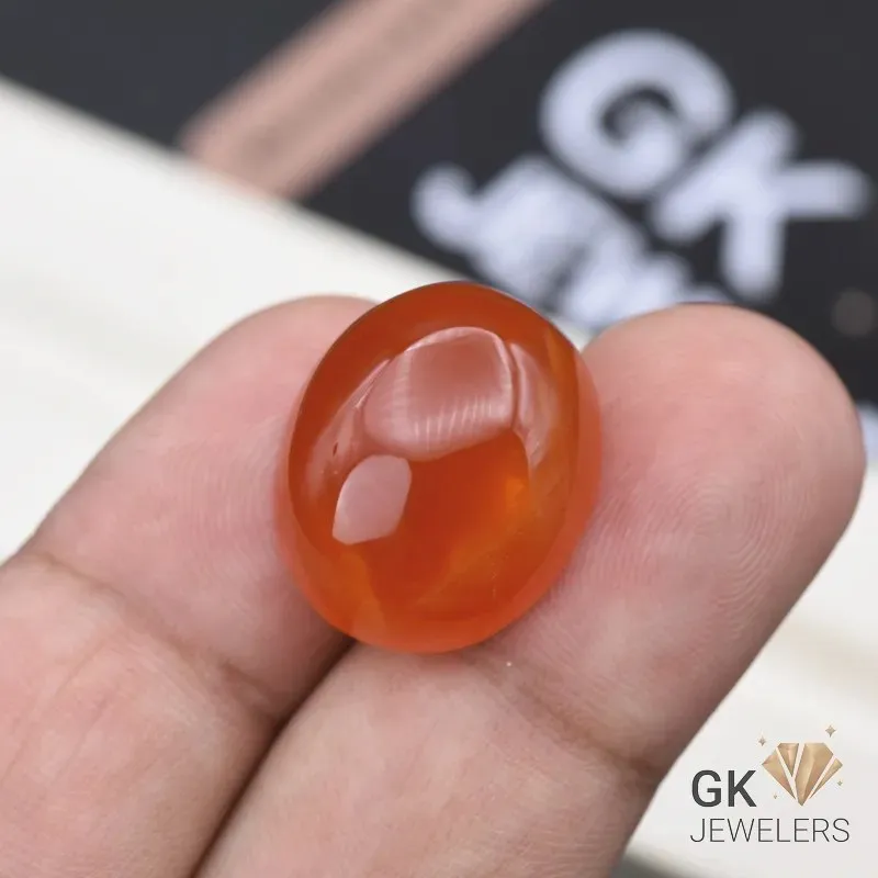 natural aqeeq 32.15ct orange oval stone, GK Jewelers Pakistan authentic gemstone photo