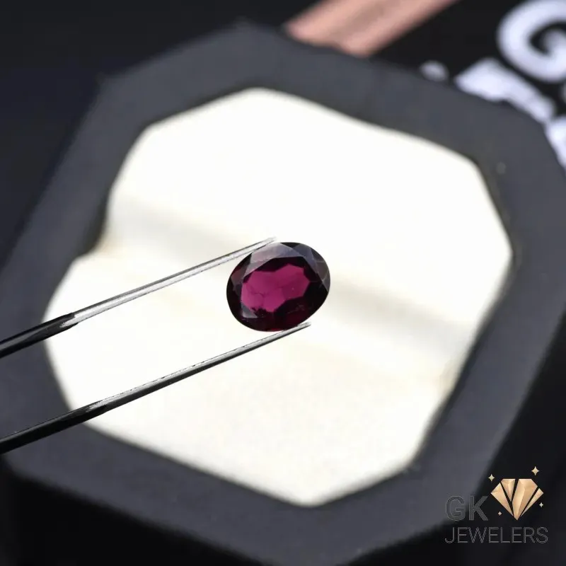 natural almandine garnet 3.15ct purplish red stone, GK Jewelers Pakistan authentic gemstone photo