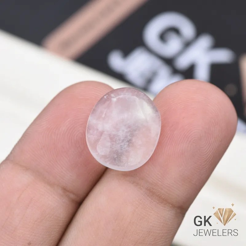 natural quartz 12.95ct white oval stone, GK Jewelers Pakistan authentic gemstone photo
