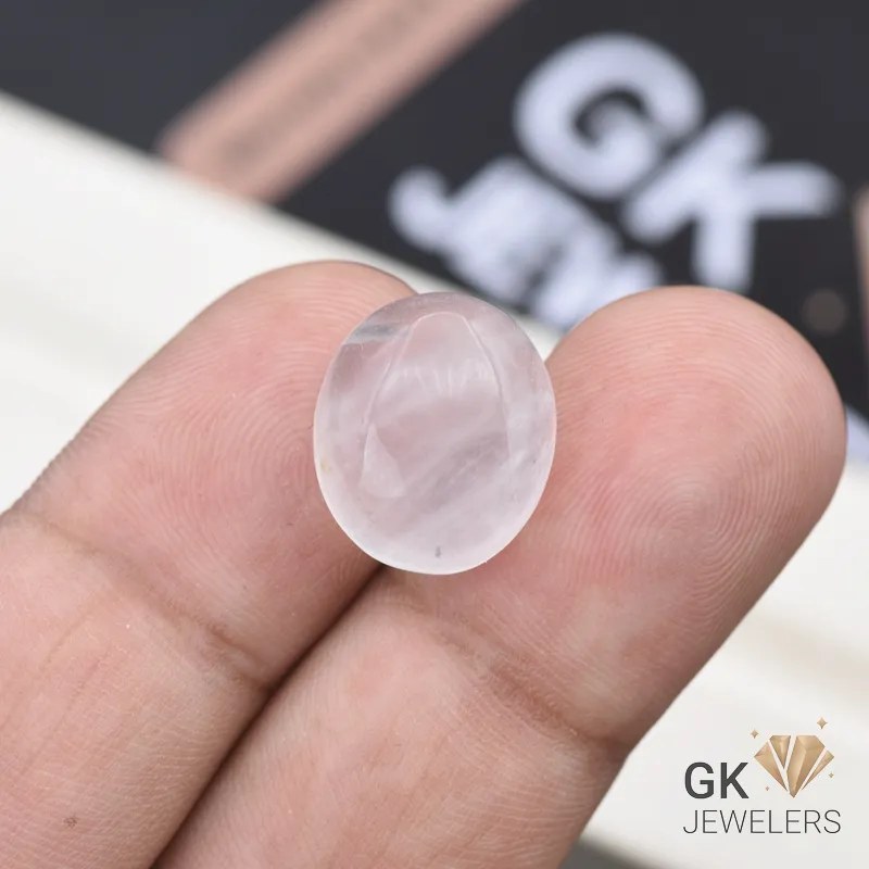 natural quartz 13.70ct white oval stone, GK Jewelers Pakistan authentic gemstone photo
