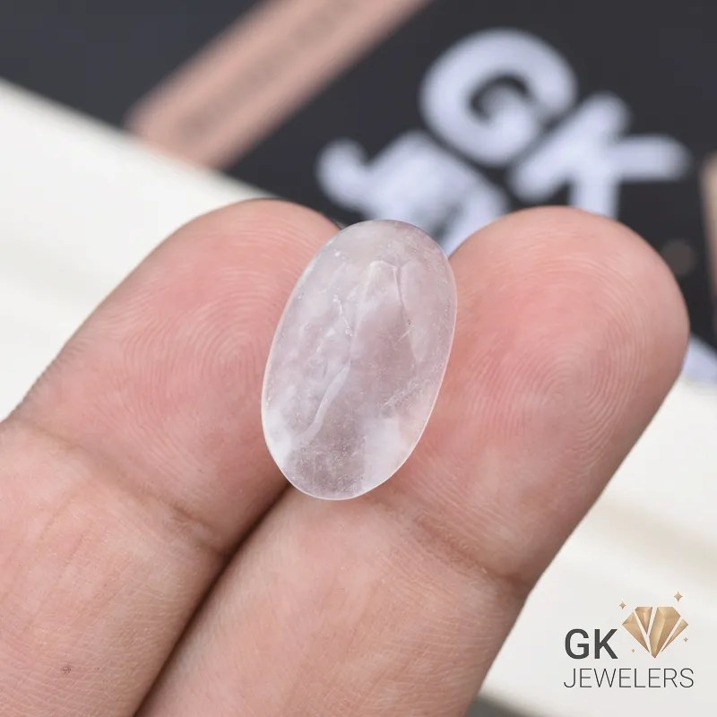 natural quartz 14.65ct white oval stone, GK Jewelers Pakistan authentic gemstone photo