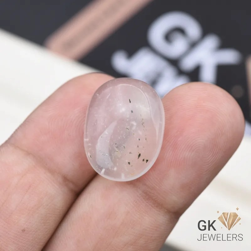 natural quartz 18.25ct white oval stone, GK Jewelers Pakistan authentic gemstone photo