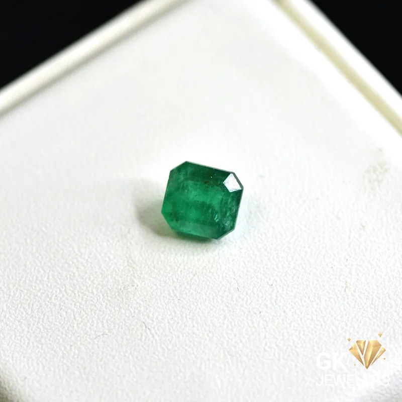 natural emerald 2.18ct green square cut stone, GK Jewelers Pakistan authentic gemstone photo