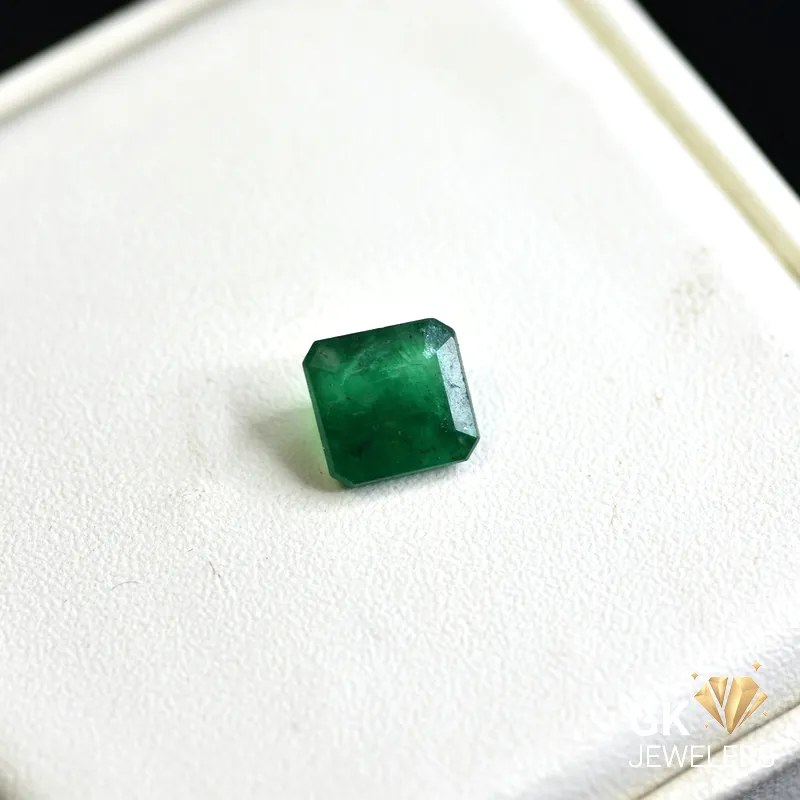 natural emerald 2.41ct green square stone, GK Jewelers Pakistan authentic gemstone photo