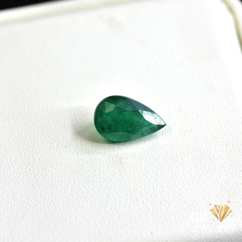 natural emerald 3.27ct green pear stone, GK Jewelers Pakistan authentic gemstone photo