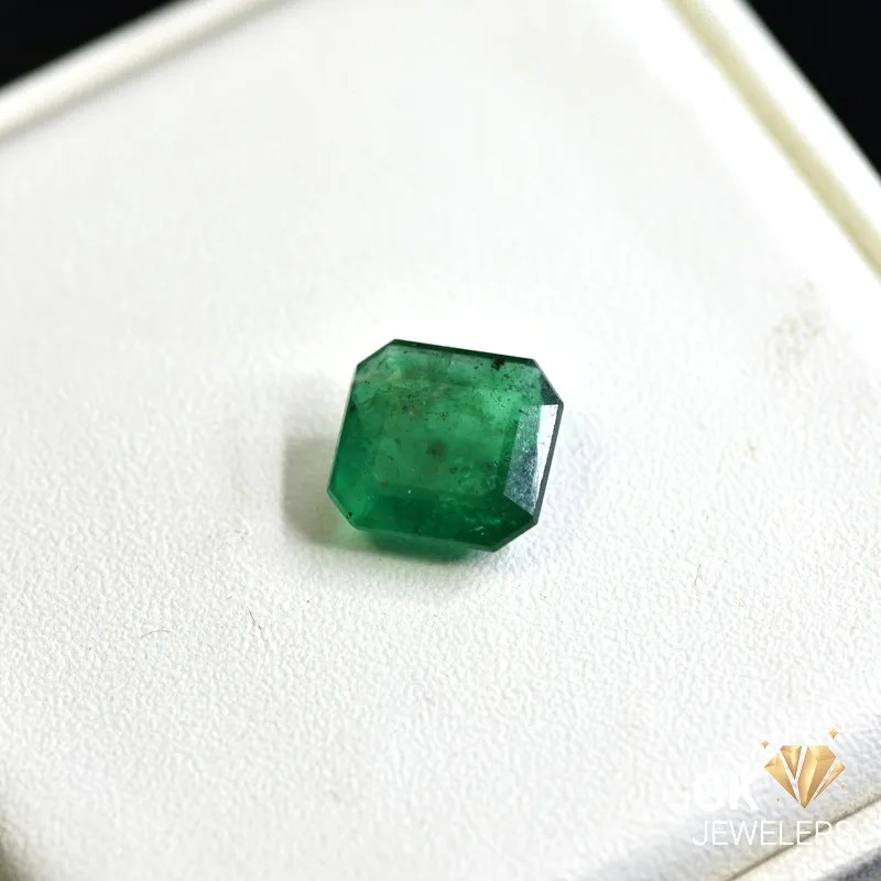 natural emerald 3.41ct green square stone, GK Jewelers Pakistan authentic gemstone photo