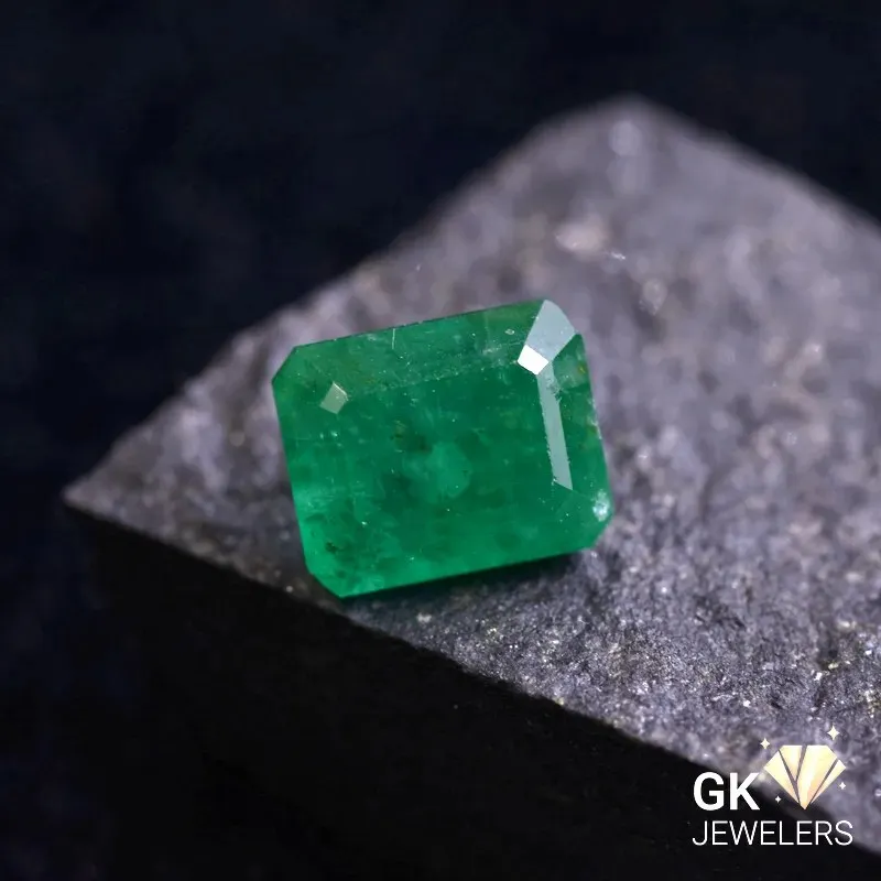 natural emerald 3.43ct green emerald cut stone, GK Jewelers Pakistan authentic gemstone photo