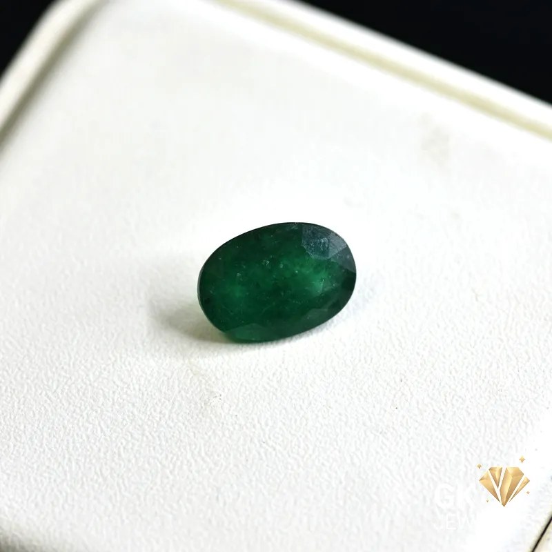 natural emerald 3.47ct green oval stone, GK Jewelers Pakistan authentic gemstone photo