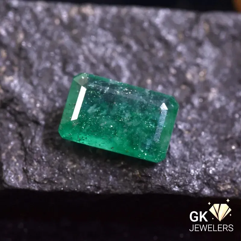 natural emerald 3.69ct green emerald cut stone, GK Jewelers Pakistan authentic gemstone photo