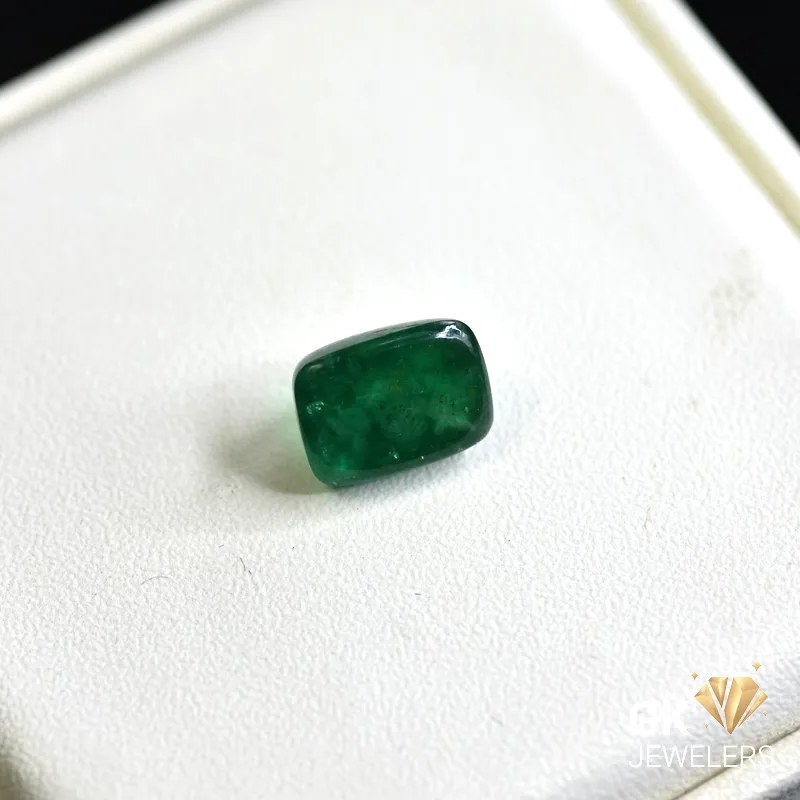 natural emerald 3.85ct green cabochon stone, GK Jewelers Pakistan authentic gemstone photo