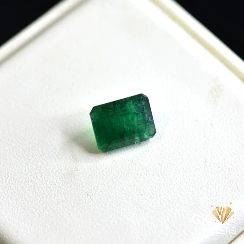 natural emerald 4.03ct green emerald cut stone, GK Jewelers Pakistan authentic gemstone photo