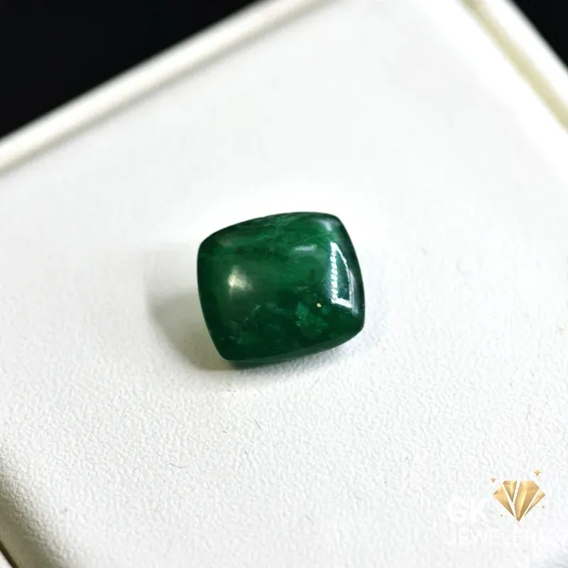 natural emerald 5.34ct green cabochon stone, GK Jewelers Pakistan authentic gemstone photo