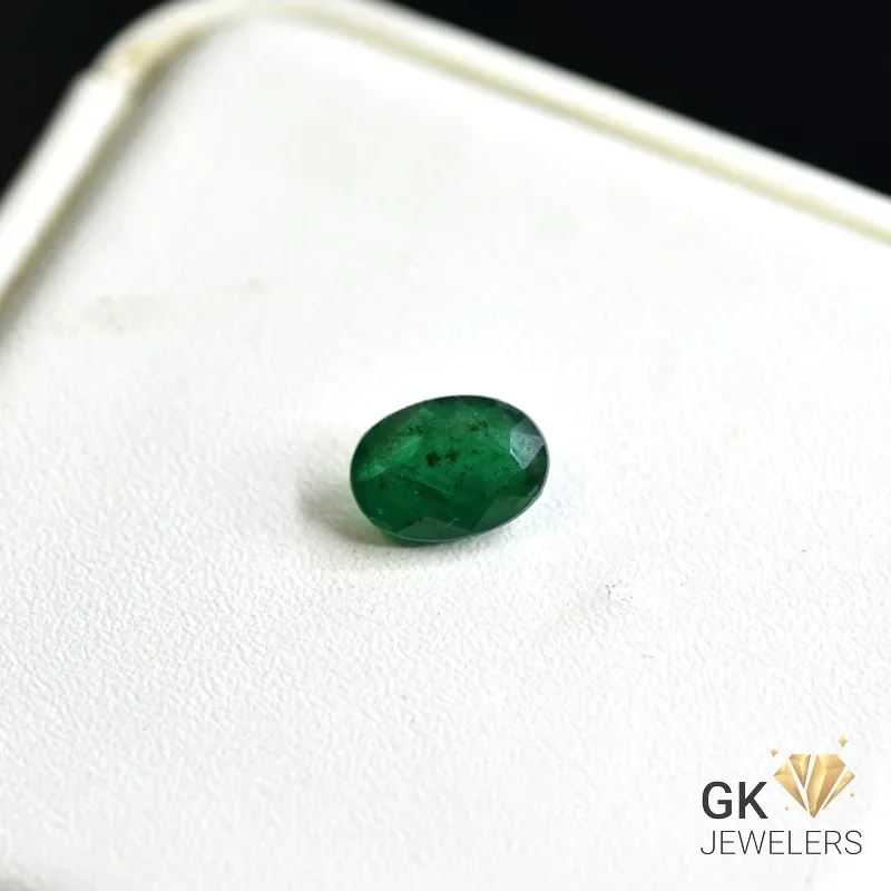 natural emerald 1.81ct green oval stone, GK Jewelers Pakistan authentic gemstone photo