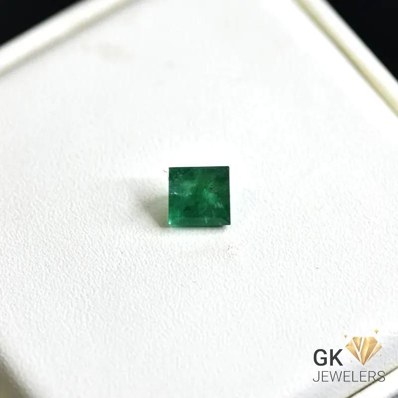 EME-87 natural emerald 1.46ct green square stone - GK Jewelers Pakistan authentic gemstone photo